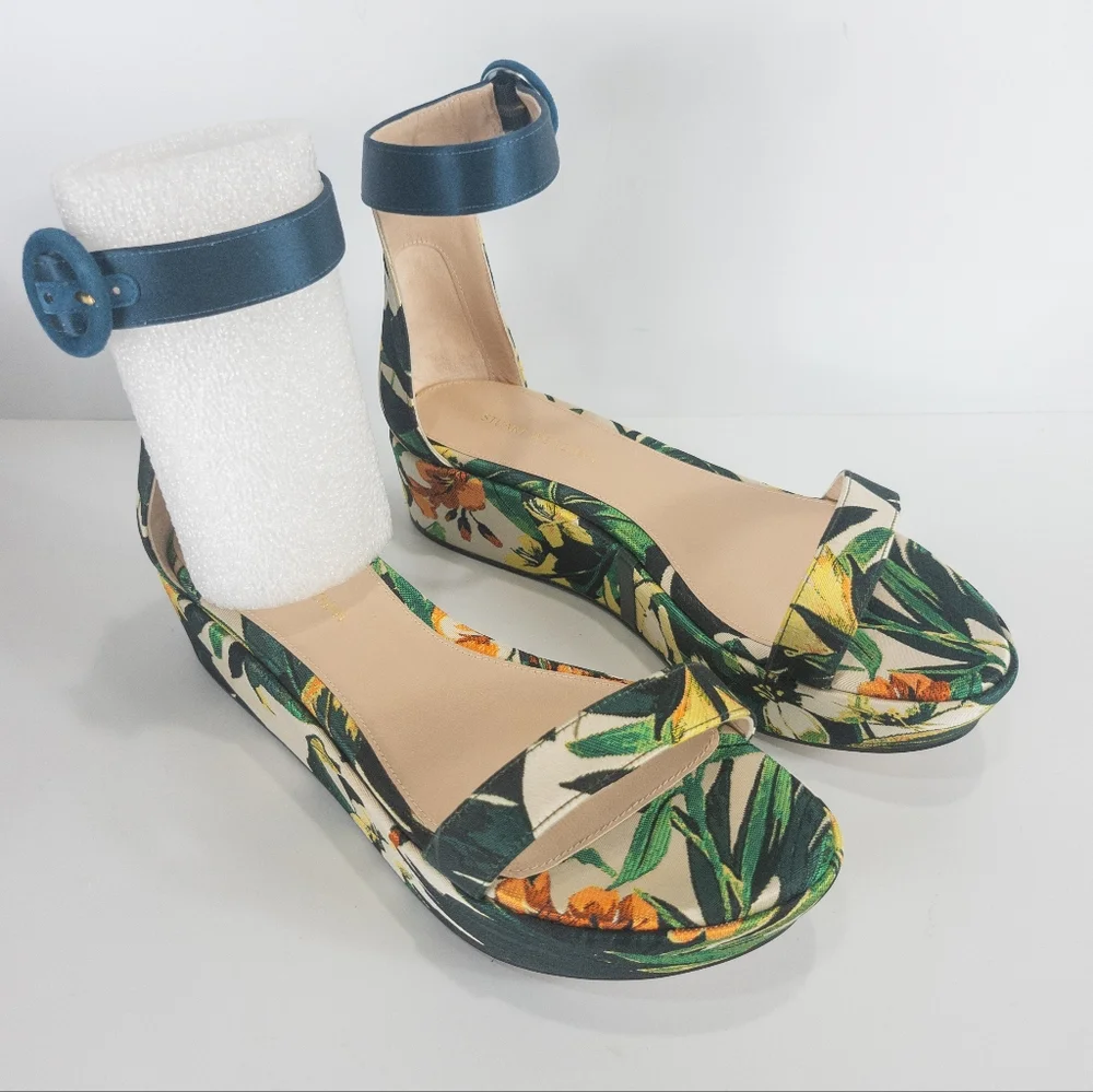 Stuart Weitzman Capri Platform Wedge Sandals Green -6 - Picture 3 of 5